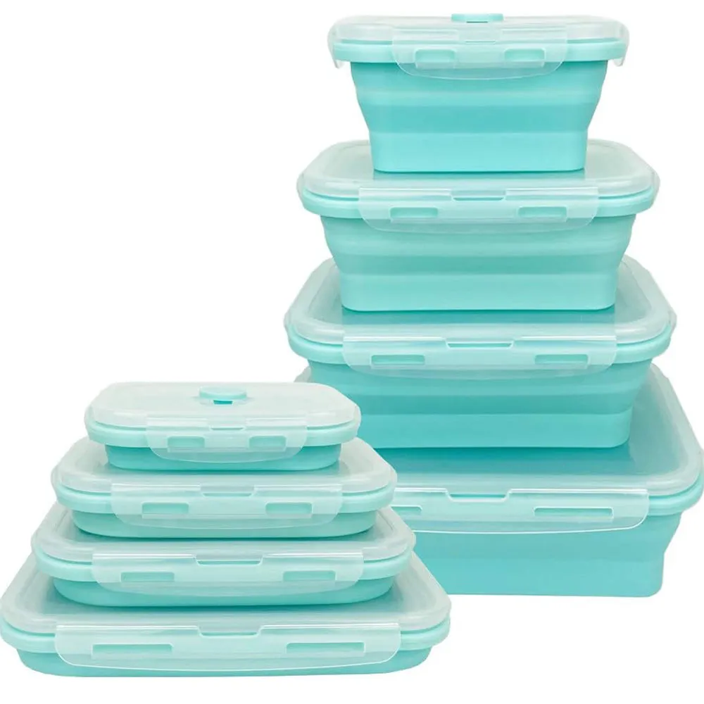 ( NET) Collapsible Silicone Food Storage Containers with Airtight Lids set of 4 pcs