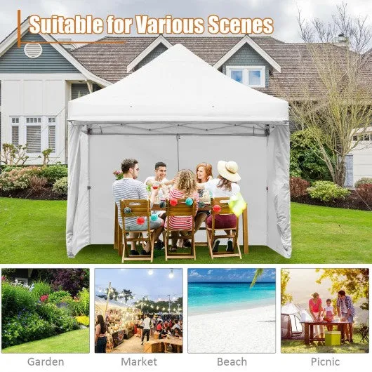 10x10ft Pop up Gazebo with 4 Height and Adjust Folding  Awning -White