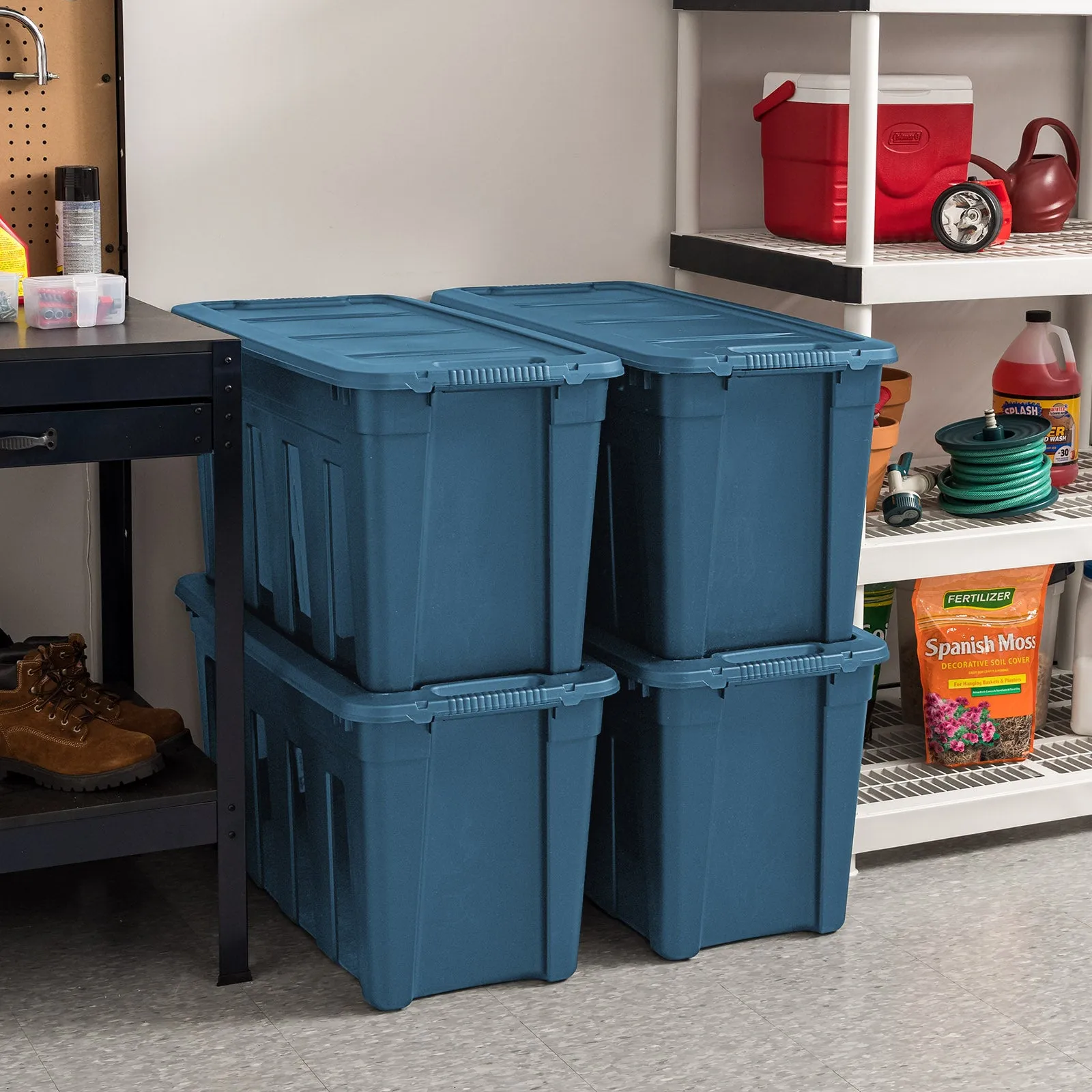 144 qt. Eco-Friendly Heavy Duty Totes for Storage with Easy-Grip Handles, 4 Pack