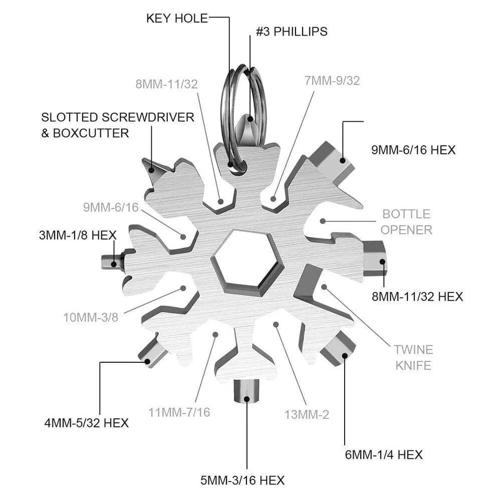 18 in 1 Snowflake Multipurpose Camp Survive Hand Tool