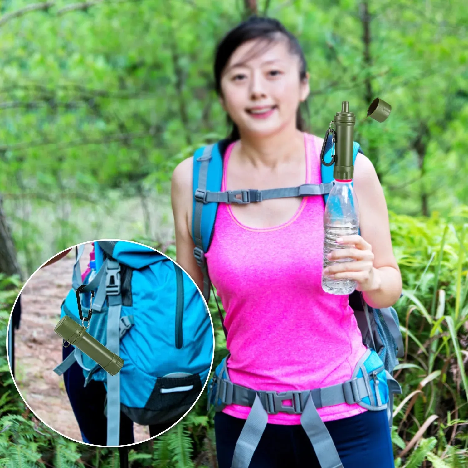 1L Outdoor Water Filter Straw Water Filtration System Water Purifier for Emergency Survival Tool Camping Hiking Backpacking