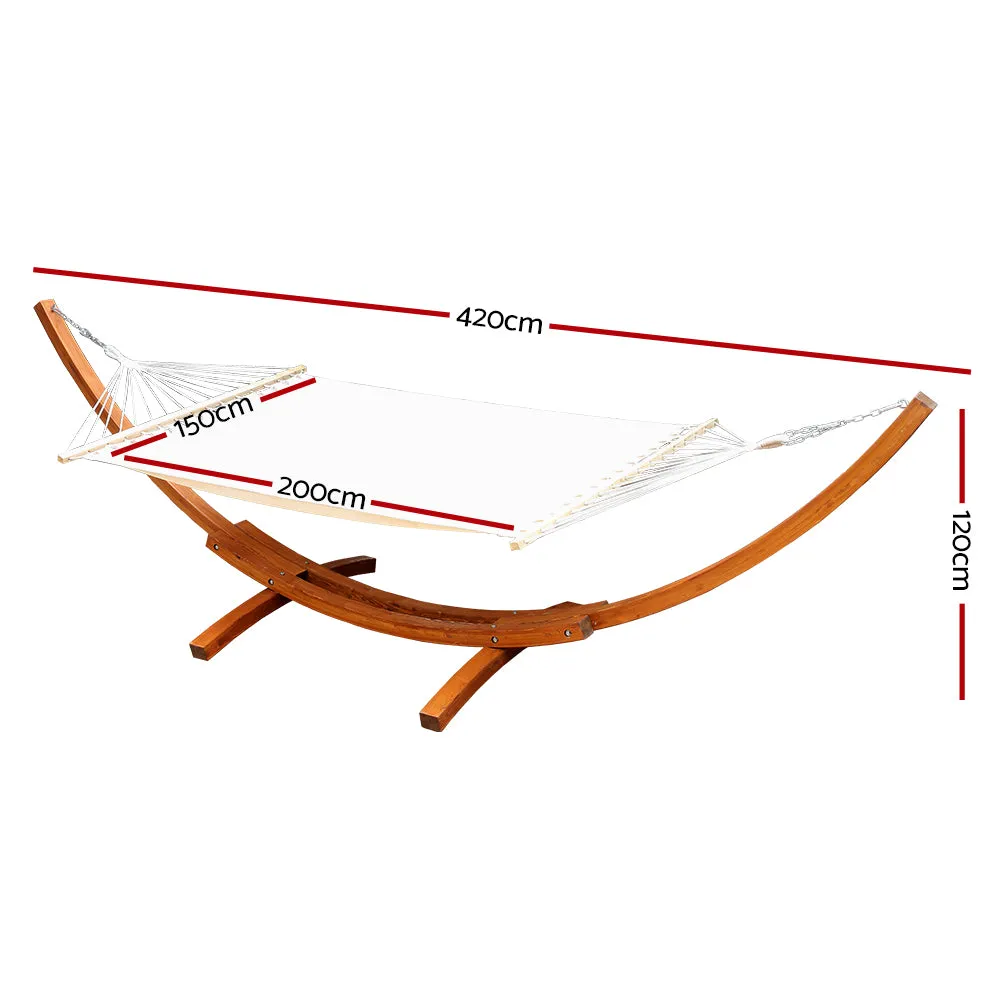 2-Person Timber Hammock with Stand, Soft-Polyester Fabric - Gardeon