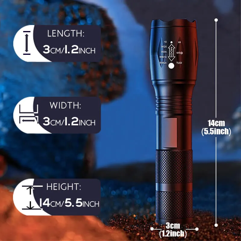 2000 Lumens Zoomable LED Flashlight