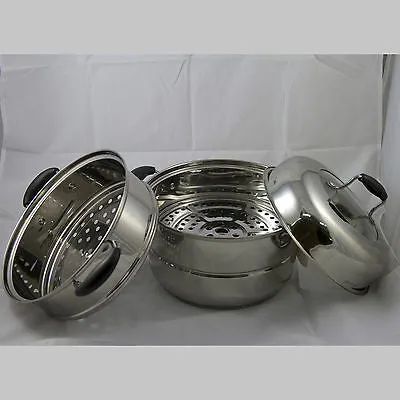 26cm Double Tier Stainless Steel Steamer Set