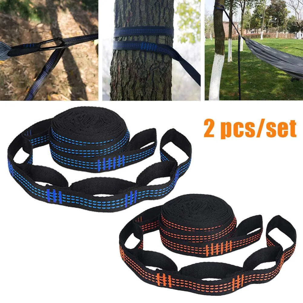 2Pcs Hammock Straps Special Reinforced Polyester Straps 5 Ring High Load-Bearing Barbed Outdoor Camping Hammock Straps 200*2.5cm