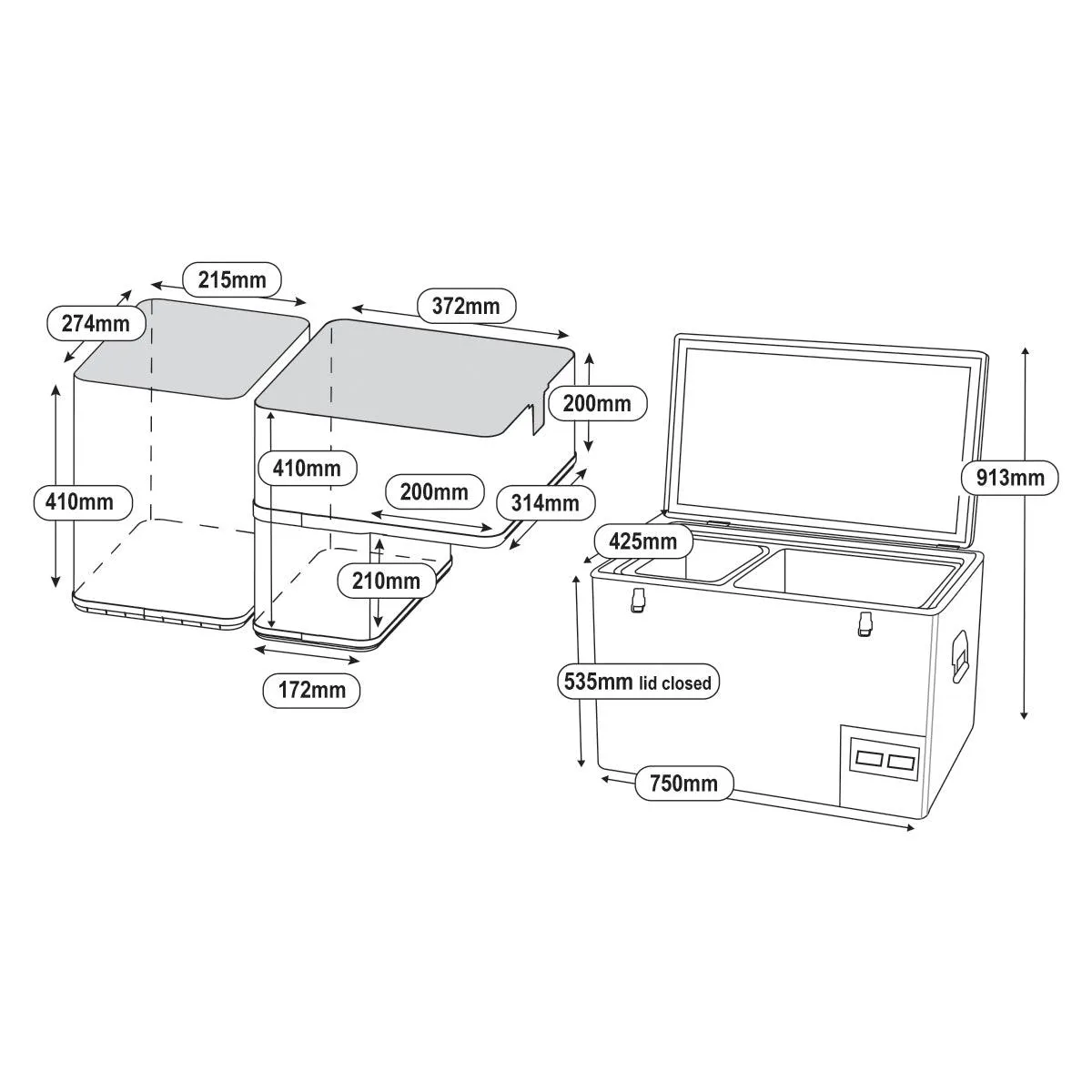 60 litre Car Fridge Freezer Twin Bin by National Luna