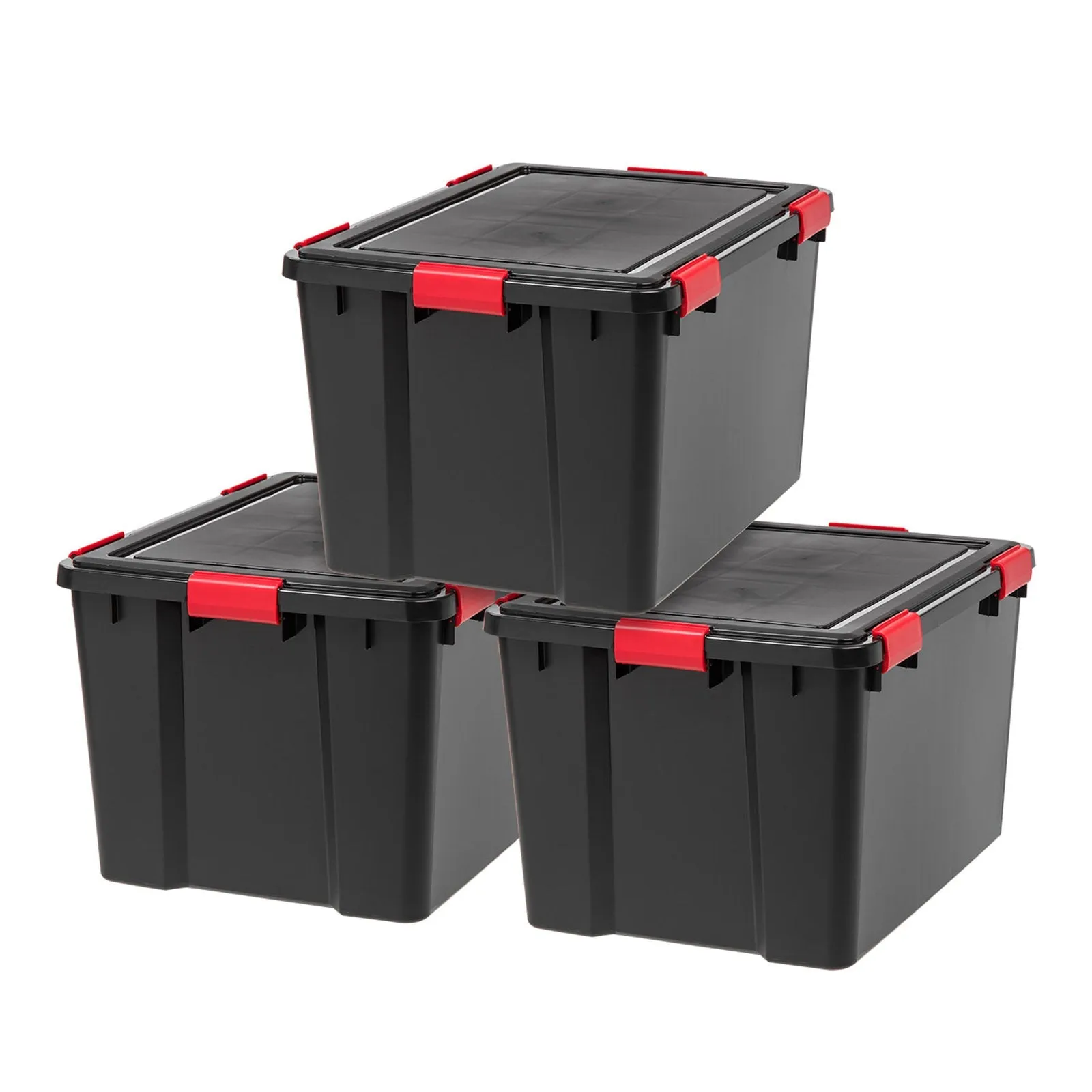 74 Quart WeatherPro® Plastic Storage Bin Tote Organizing Container with Durable Lid and Seal and Secure Latching Buckles, 3 Pack