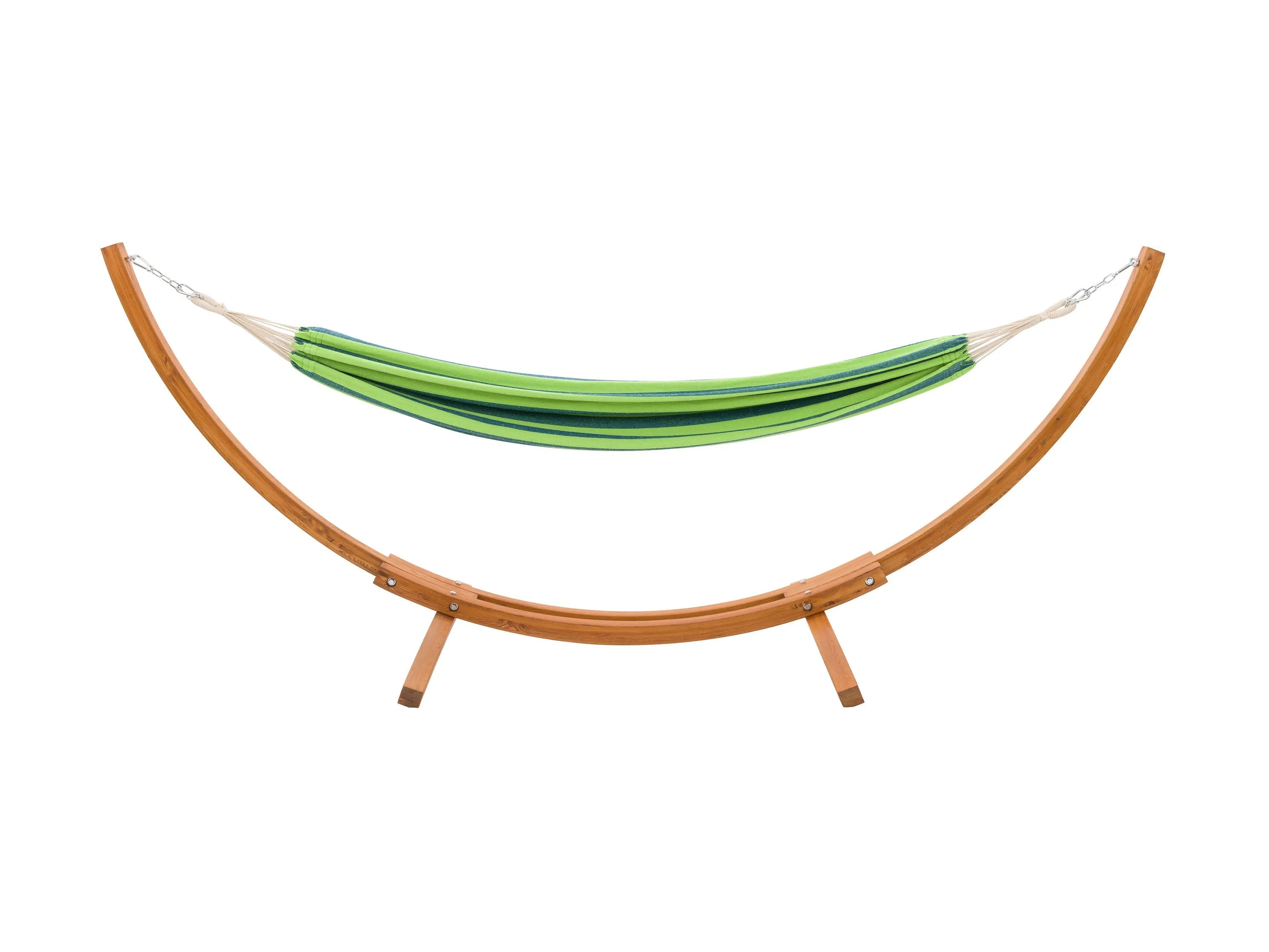 Blue and Green Hammock with Wood Stand