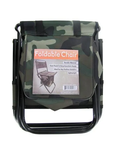 Camouflage Foldable Chair with Zipper Gear Pouch (Available in a pack of 4)