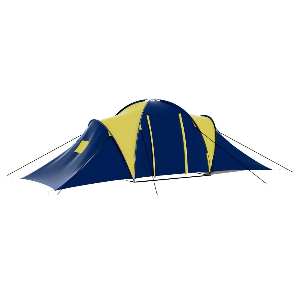 Camping Tent Fabric 9 Persons Blue and Yellow