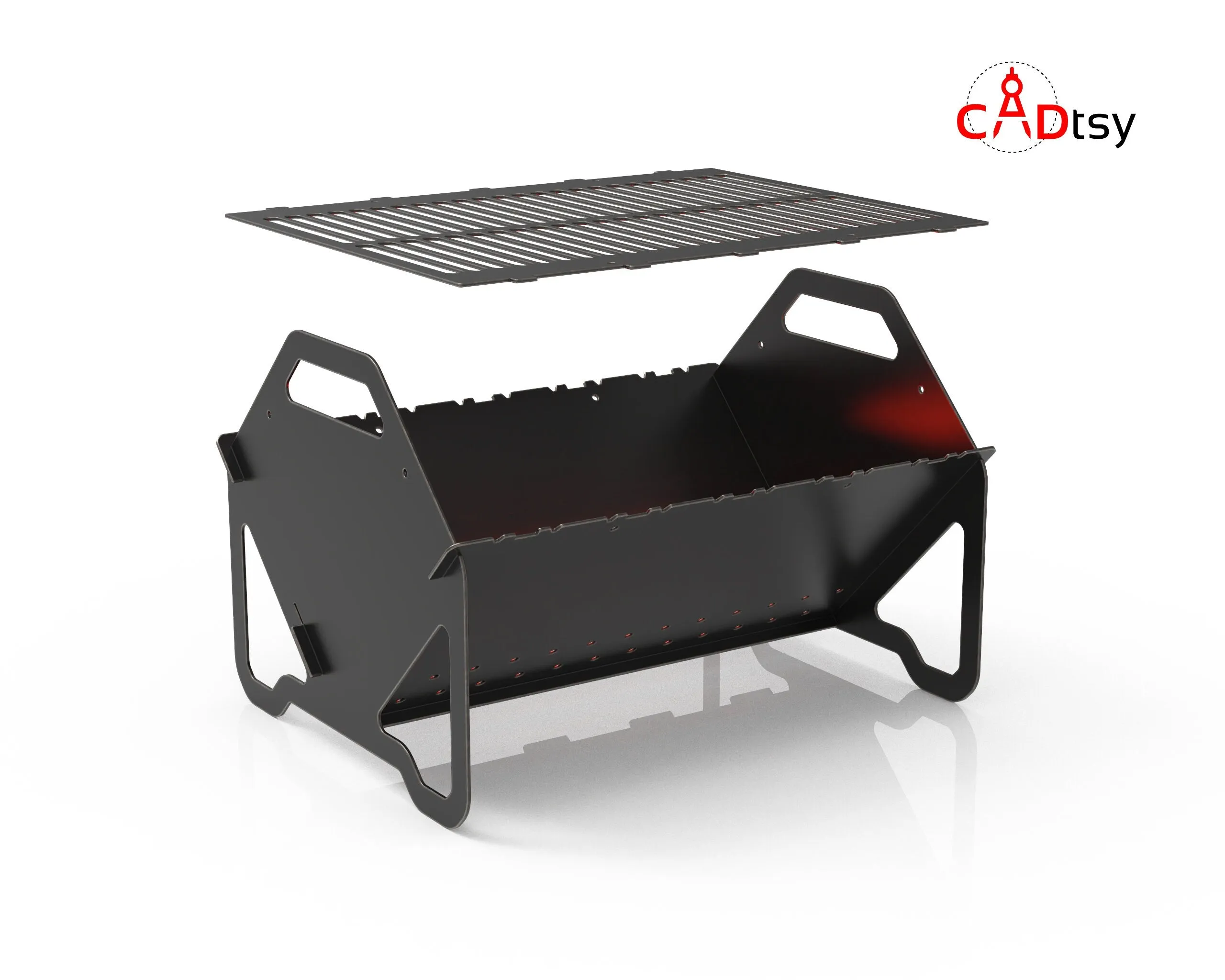 Collapsible Fire Pit DXF - Portable Grill CNC Laser / Plasma Cutting File, Flatpack Camping Stove