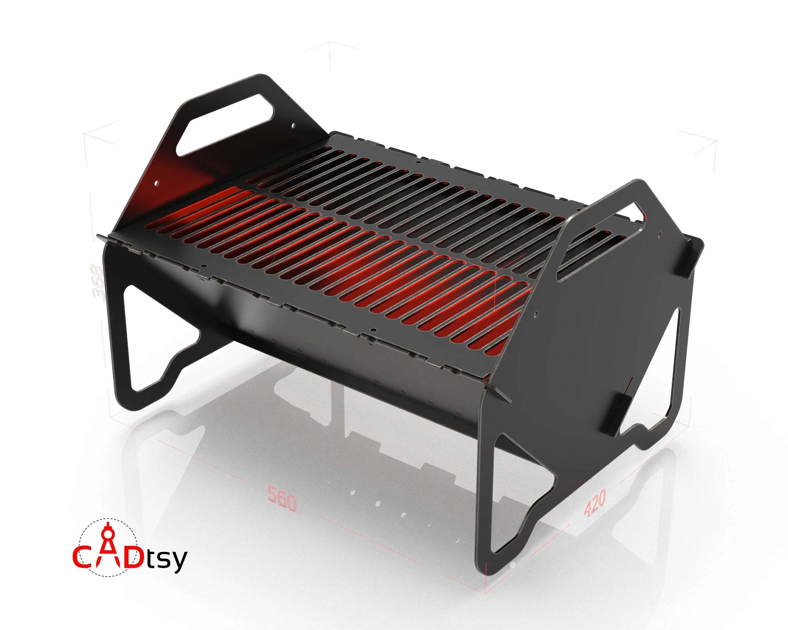 Collapsible Fire Pit DXF - Portable Grill CNC Laser / Plasma Cutting File, Flatpack Camping Stove