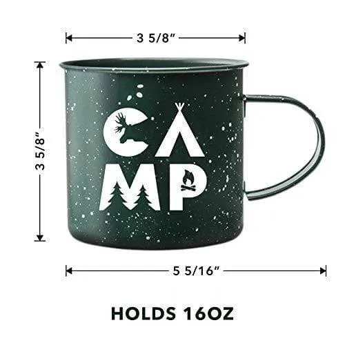 Create Your Space Camping Coffee Mug - Hipster Camp Design on Large Enamel Coated Tin Mug (16 Ounce)