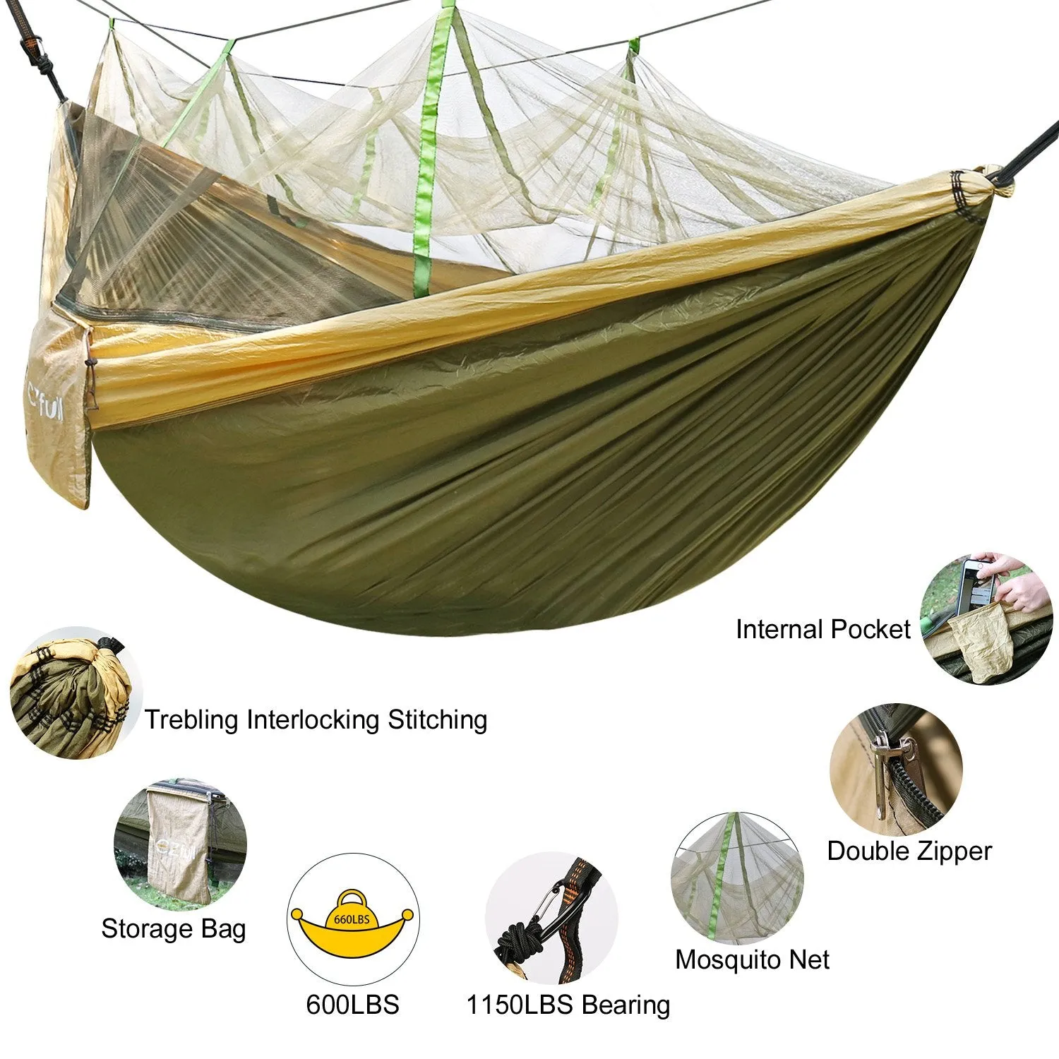 Premium Ultralight Double Camping Hammock - Ezfull