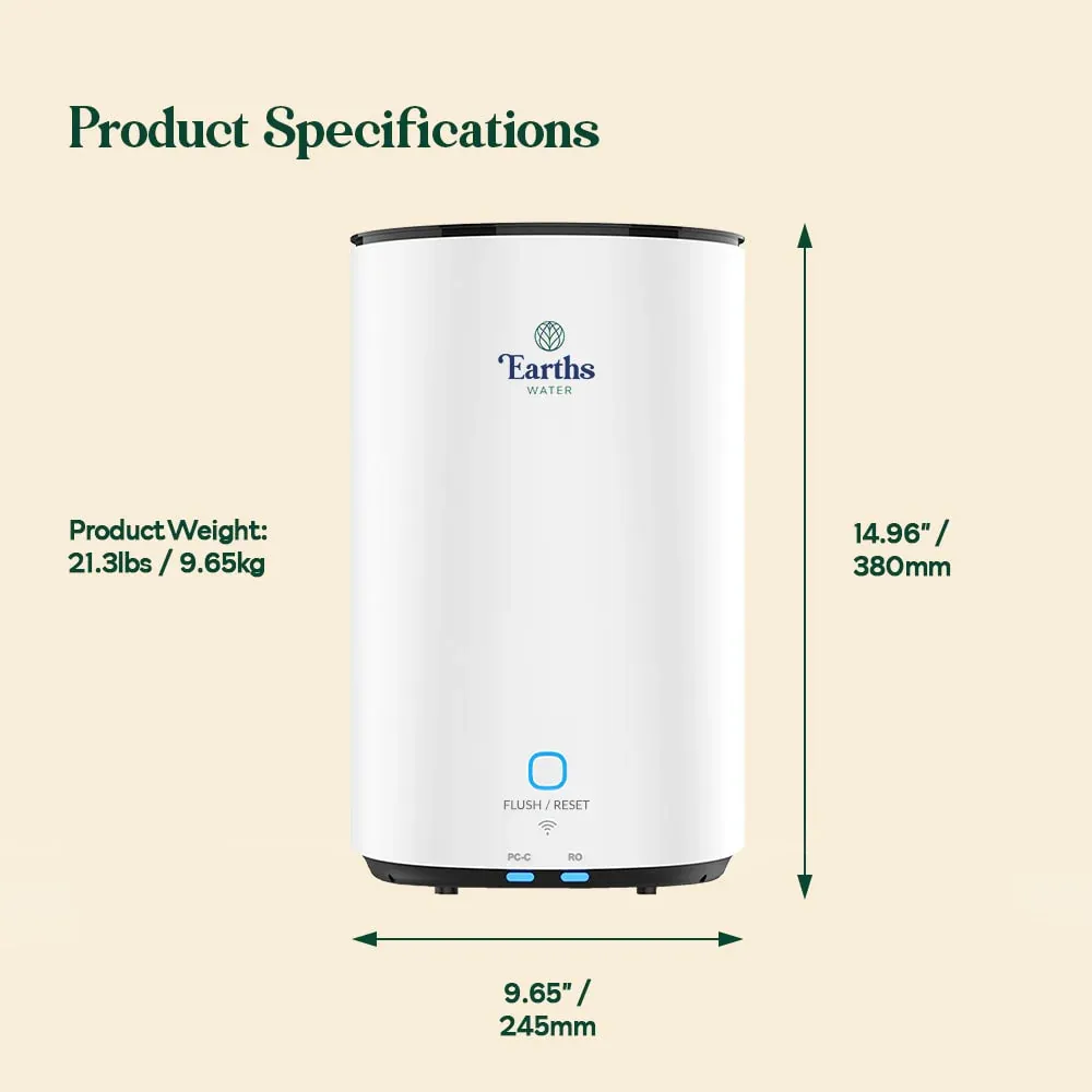 Earths Water Under Sink Reverse Osmosis Water Filter with Tap