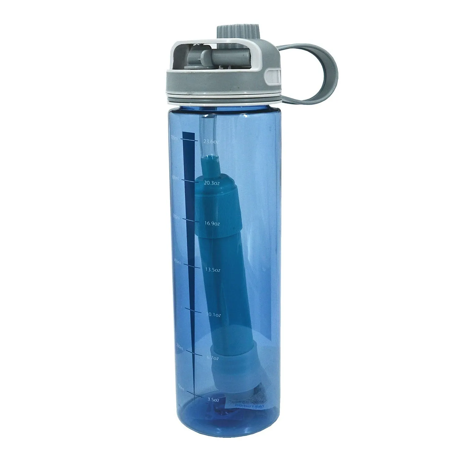 Filtered Water Bottle, Emergency Water Purifier with Filter Straw for Travel