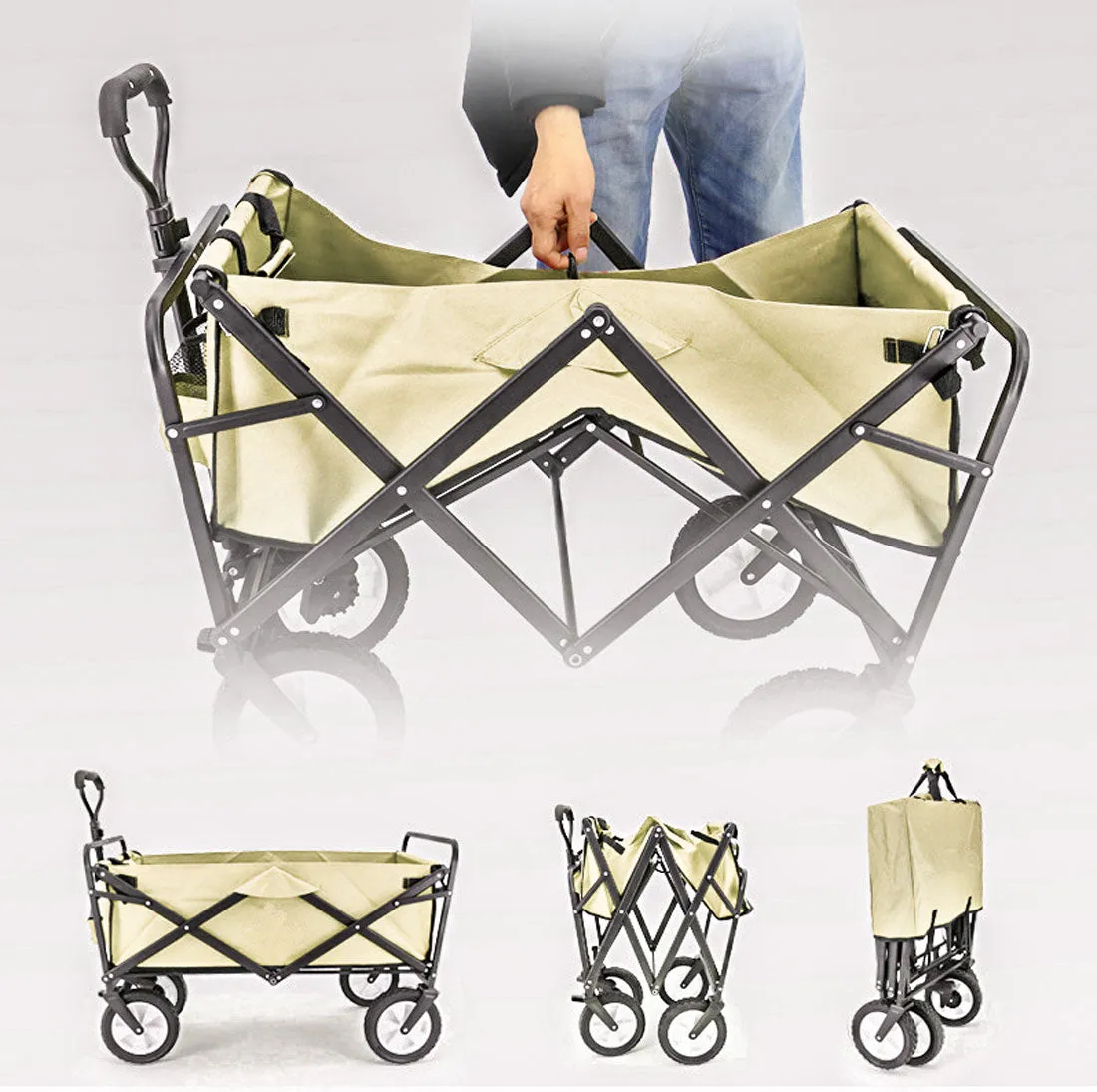 Foldable Collapsible Wagon Cart Garden Beach Outdoor Shopping Trolley Camping Brake