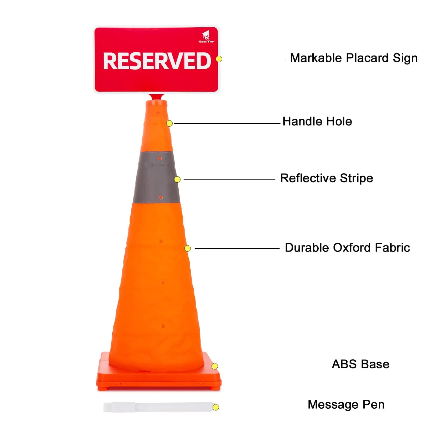 GeerTop Collapsible Traffic Cone With Placard for Dispersed Camping