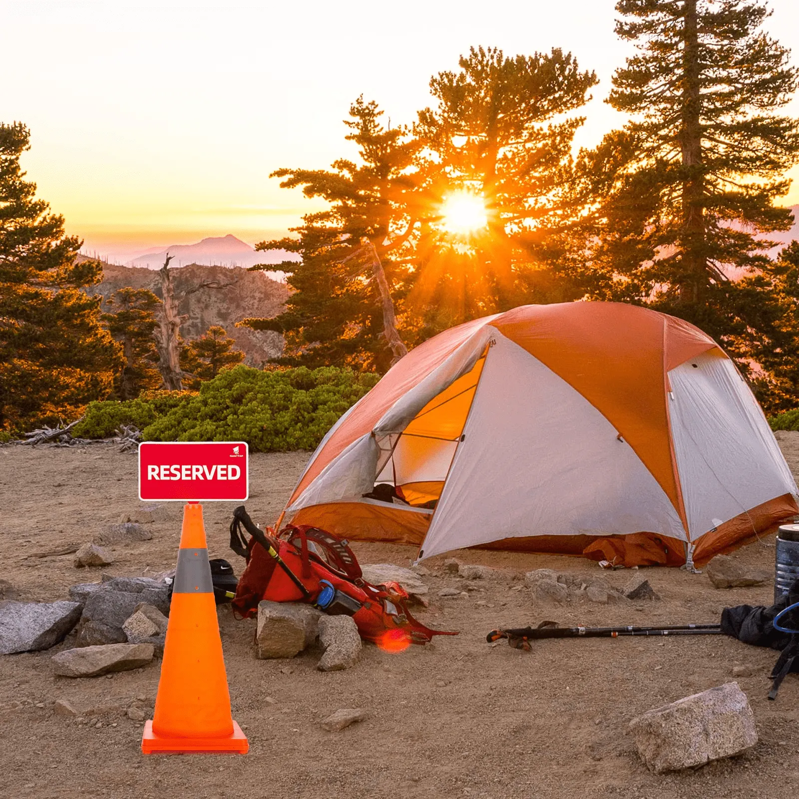 GeerTop Collapsible Traffic Cone With Placard for Dispersed Camping