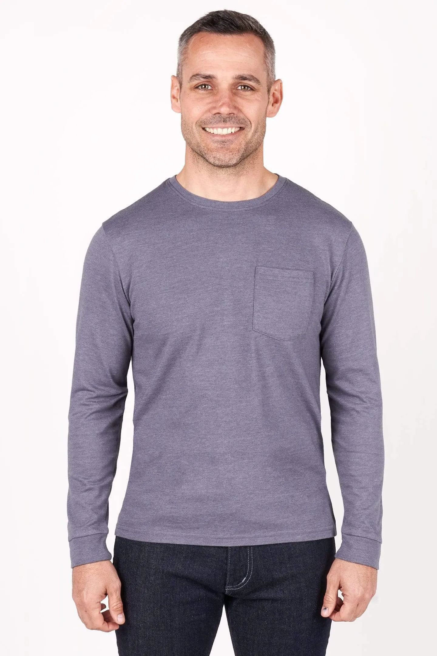 Heather Grey Long Sleeve Pocket Tee