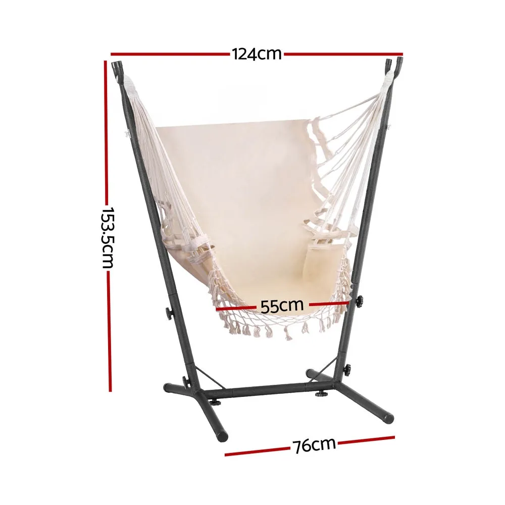 Indoor Outdoor Hammock Chair with Stand Cream - Gardeon