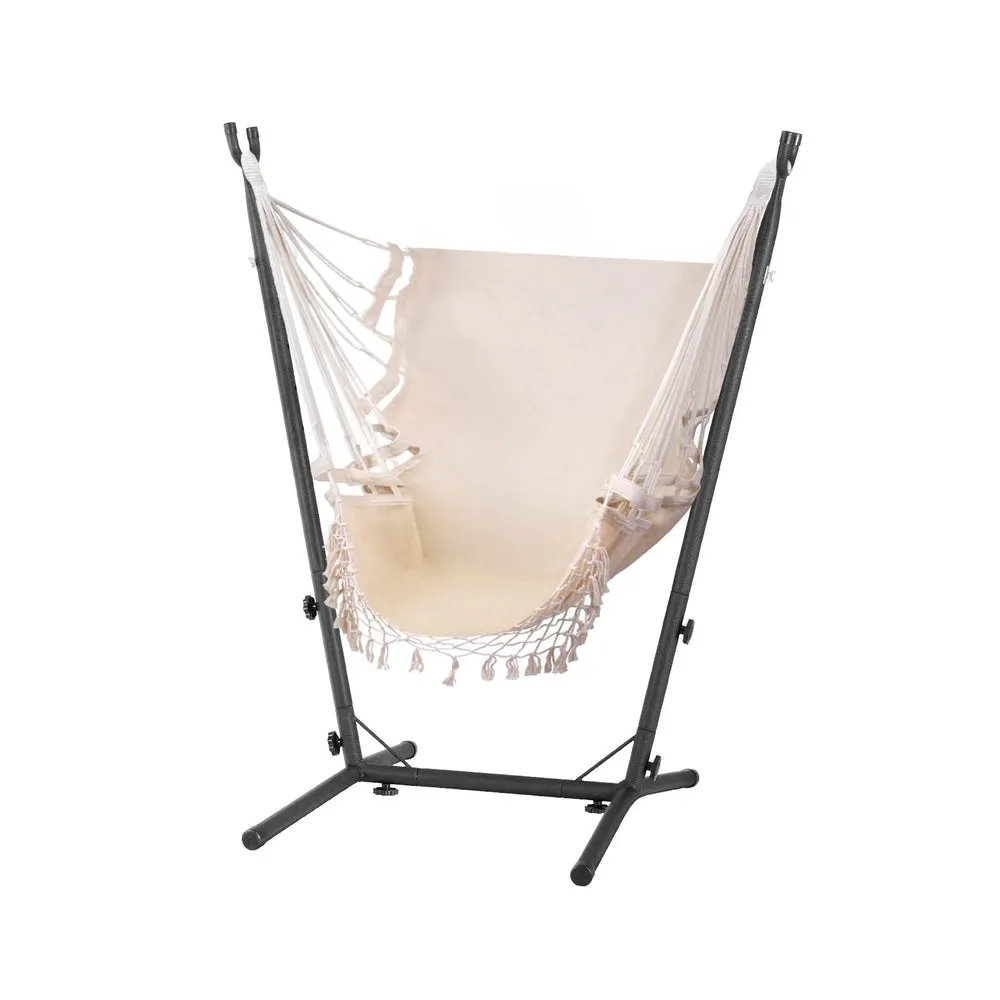 Indoor Outdoor Hammock Chair with Stand Cream - Gardeon