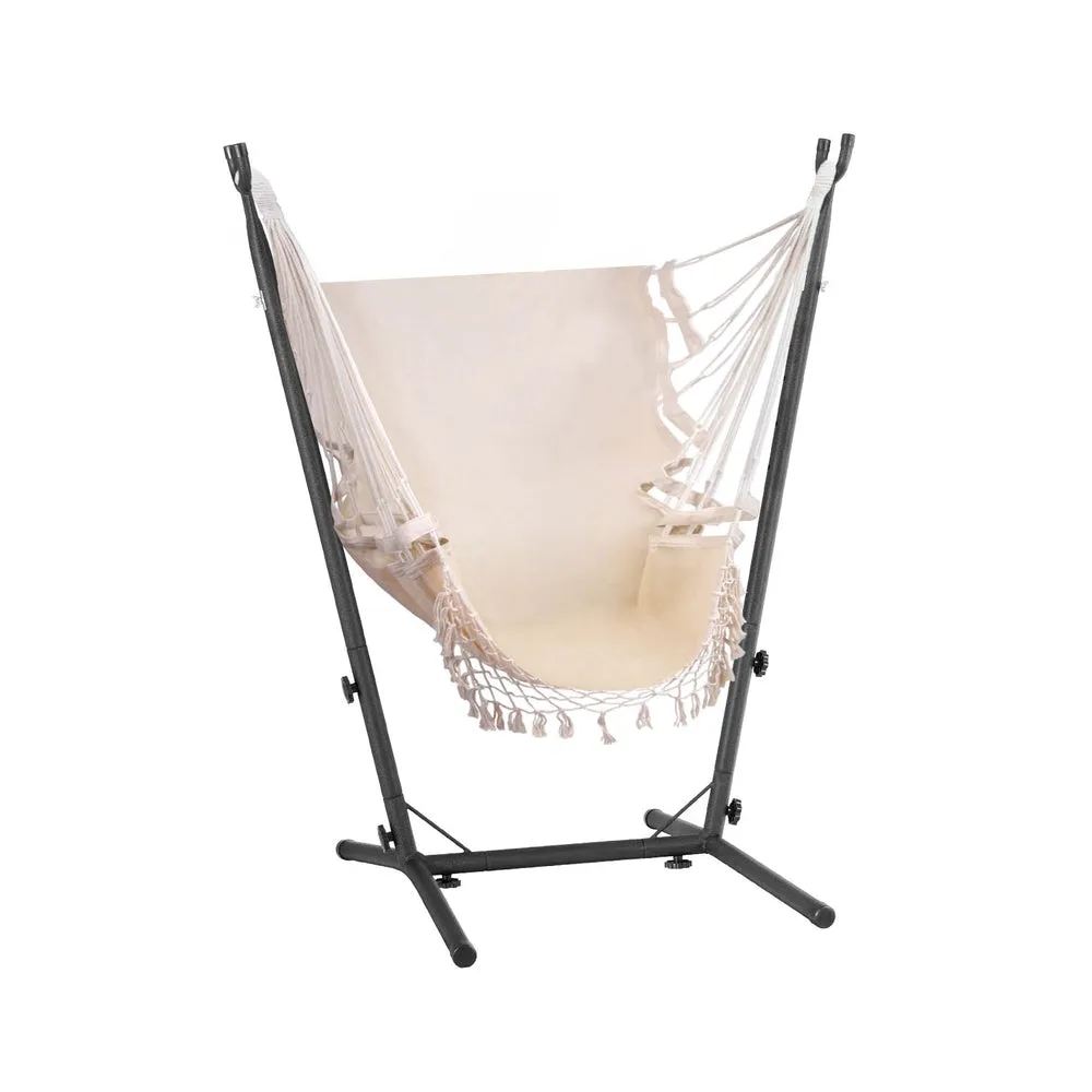 Indoor Outdoor Hammock Chair with Stand Cream - Gardeon