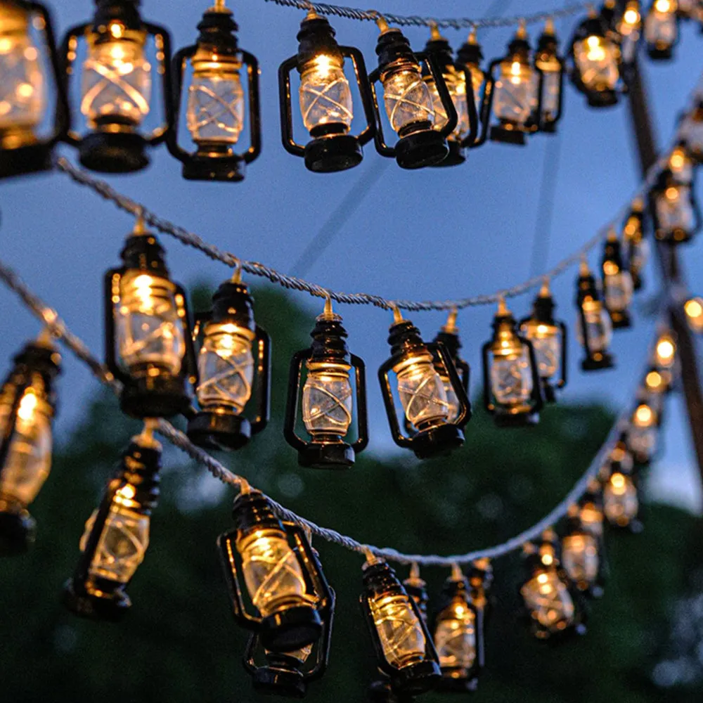 Kerosene Designed Outdoor Garden String Lamp-Solar Powered