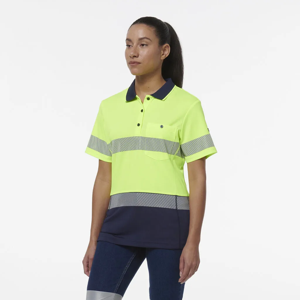 King Gee Women's Workcool Hyperfreeze Spliced Short Sleeve Polo With Segmented Tape (K44224)