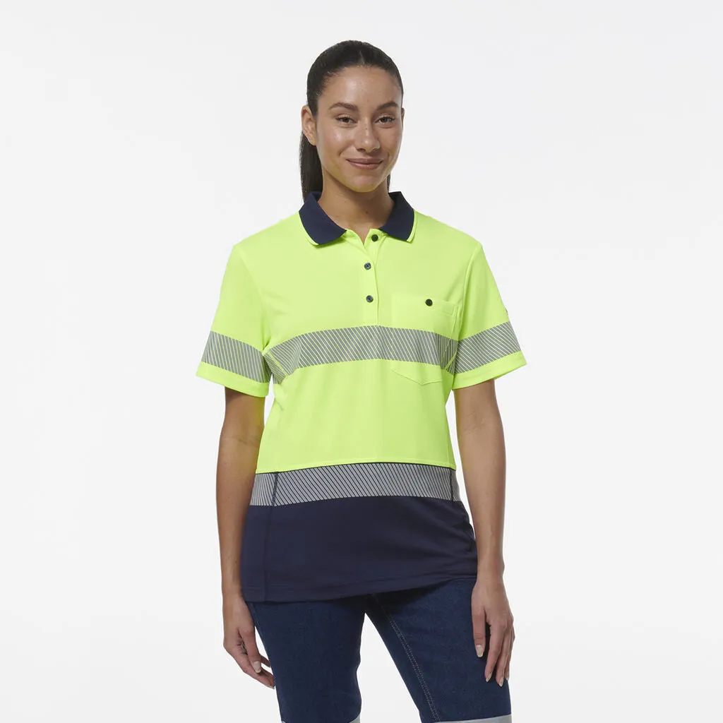 King Gee Women's Workcool Hyperfreeze Spliced Short Sleeve Polo With Segmented Tape (K44224)