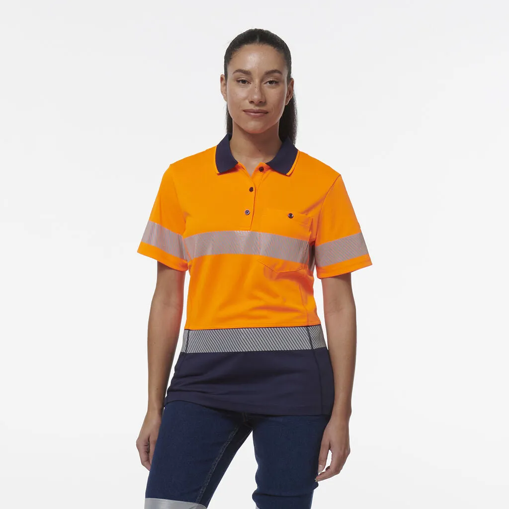 King Gee Women's Workcool Hyperfreeze Spliced Short Sleeve Polo With Segmented Tape (K44224)