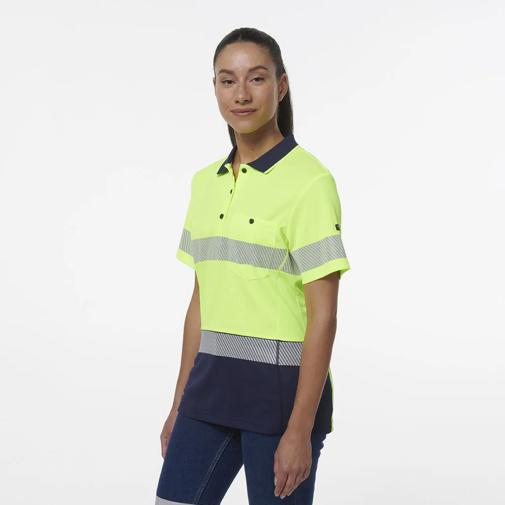 King Gee Women's Workcool Hyperfreeze Spliced Short Sleeve Polo With Segmented Tape (K44224)