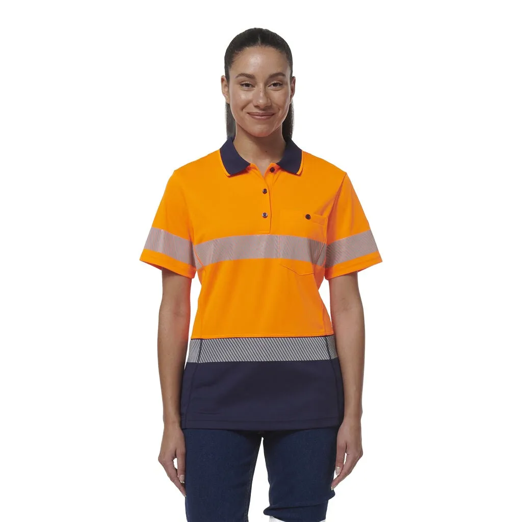 King Gee Women's Workcool Hyperfreeze Spliced Short Sleeve Polo With Segmented Tape (K44224)