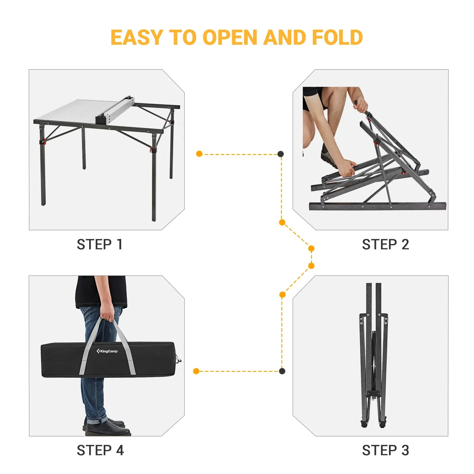 KingCamp 2-4 Person Aluminum Roll Up Portable Table