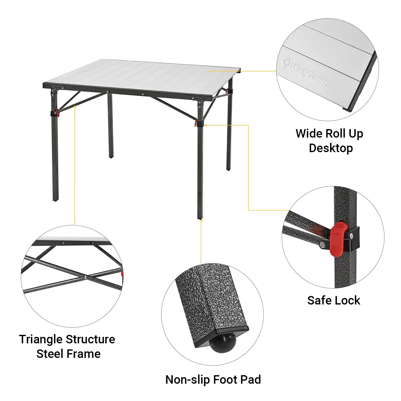 KingCamp 2-4 Person Aluminum Roll Up Portable Table