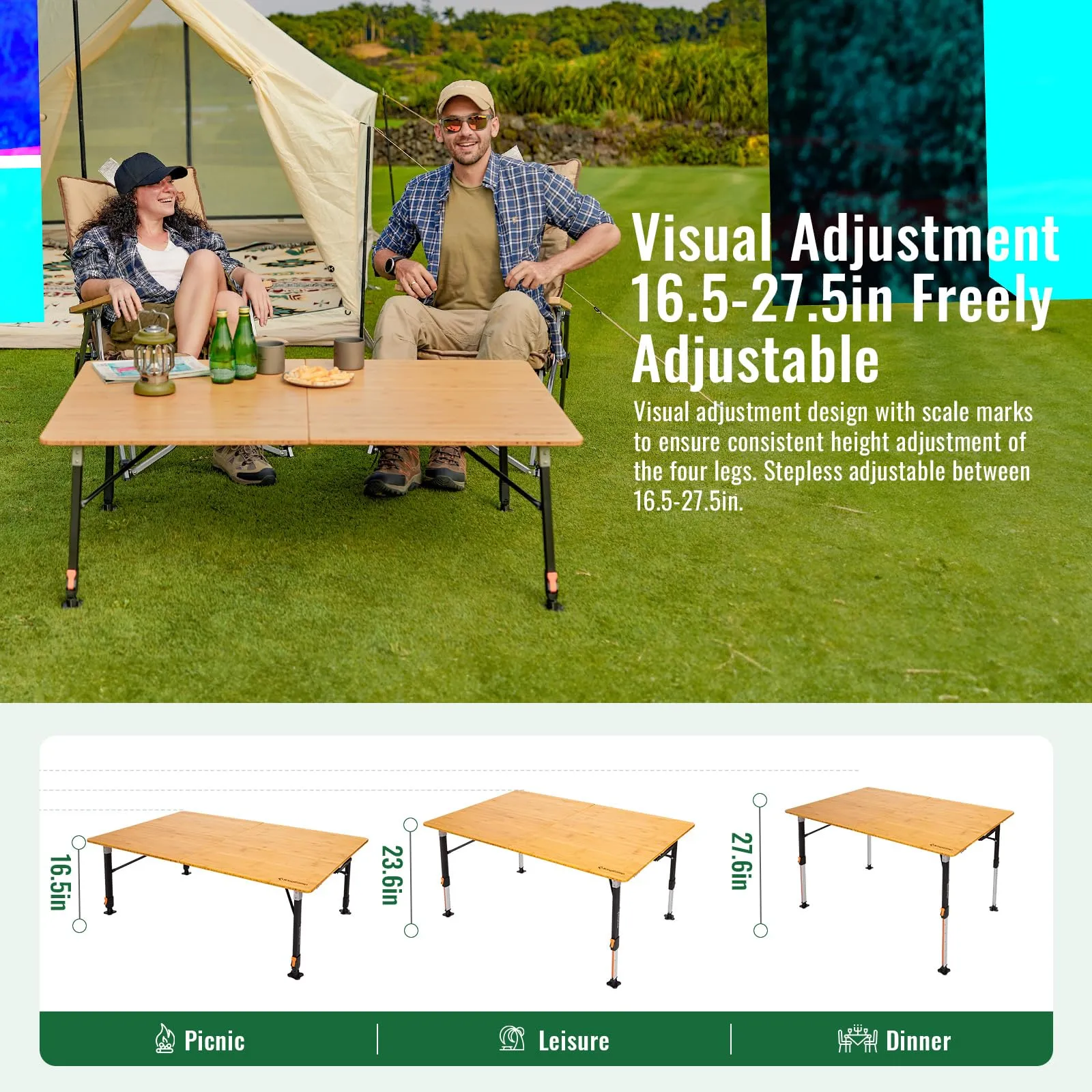 KingCamp BAMBOO Folding Camping Table Pro