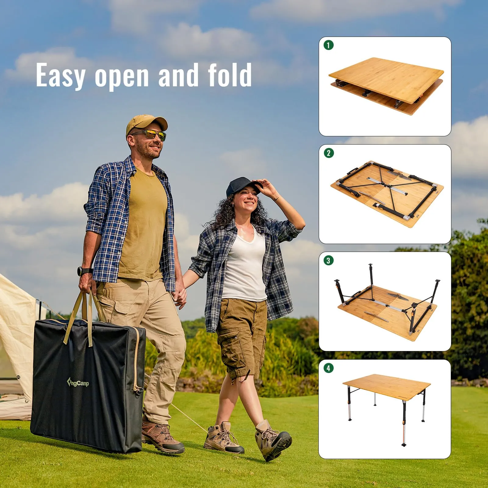 KingCamp BAMBOO Folding Camping Table Pro