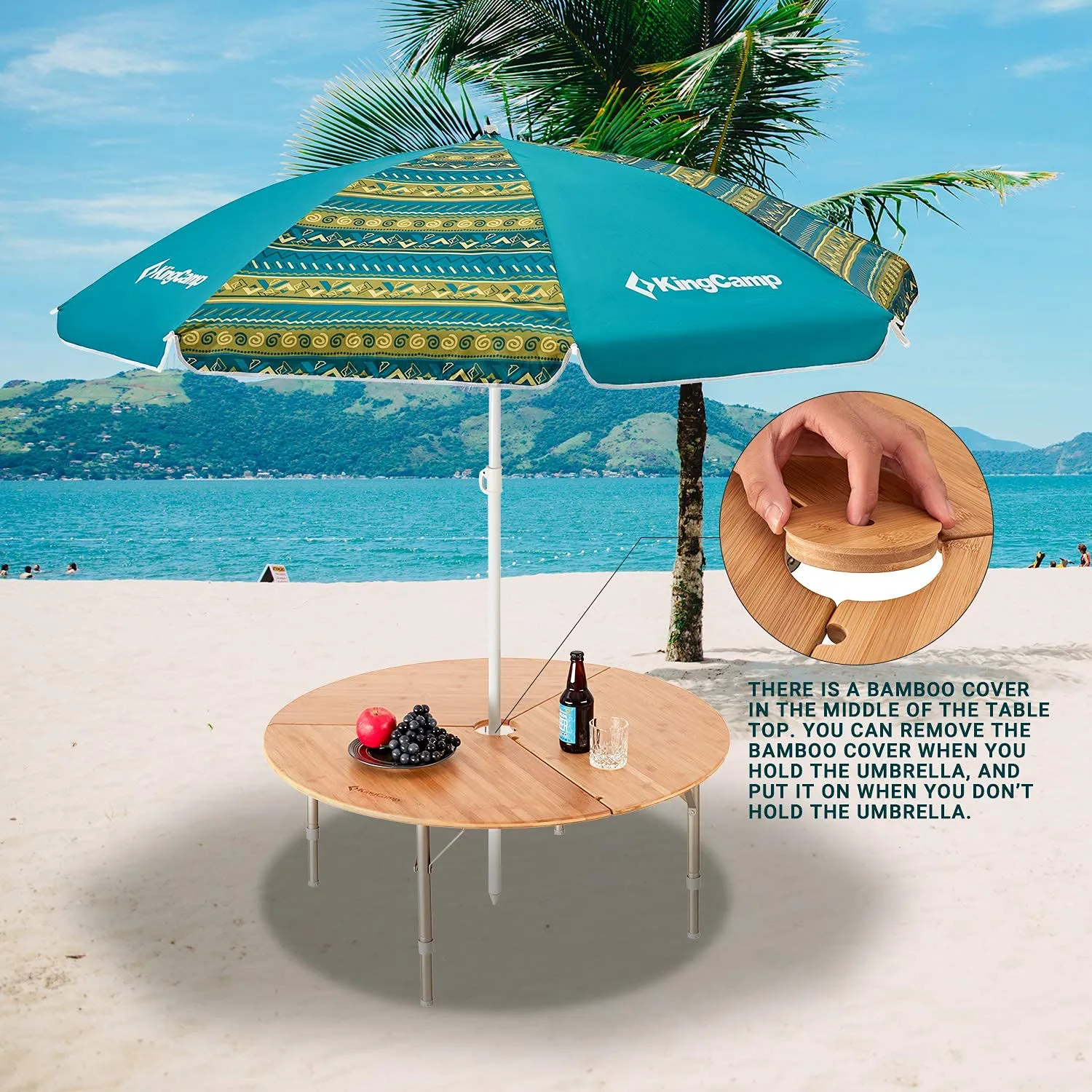 KingCamp Bamboo Round Folding Table