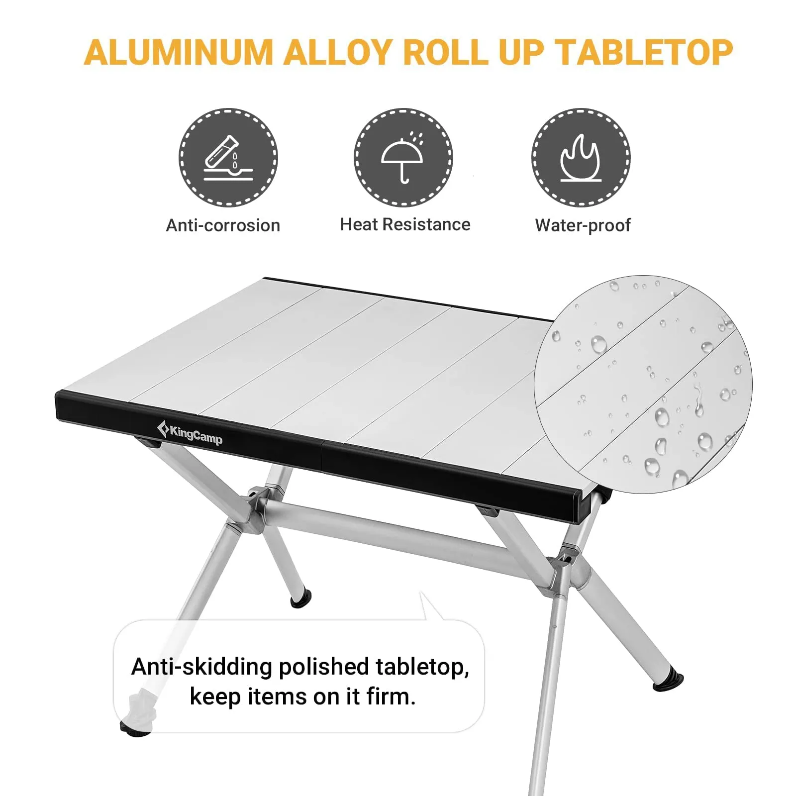 KingCamp Small Camping Aluminum Roll-Up Table