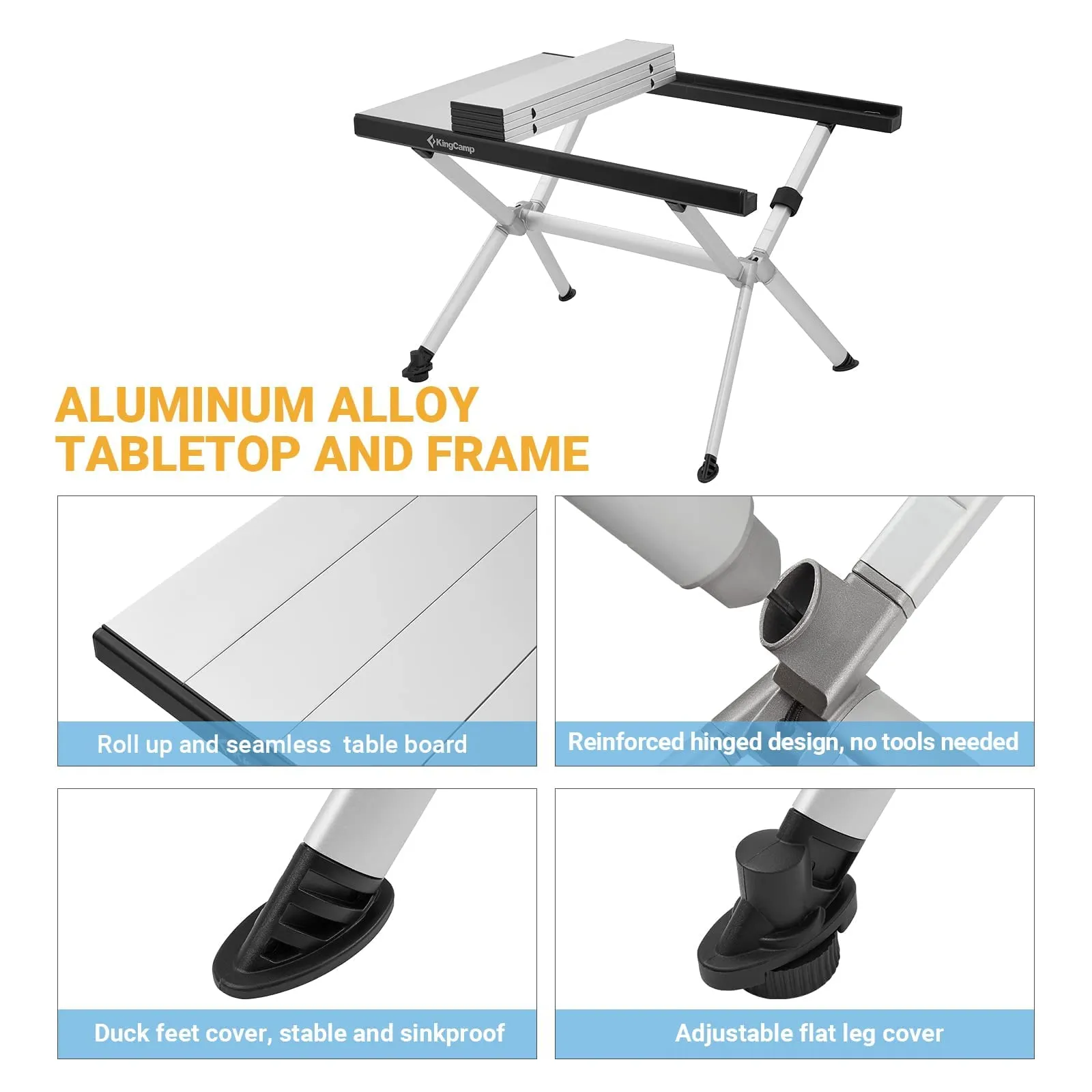 KingCamp Small Camping Aluminum Roll-Up Table