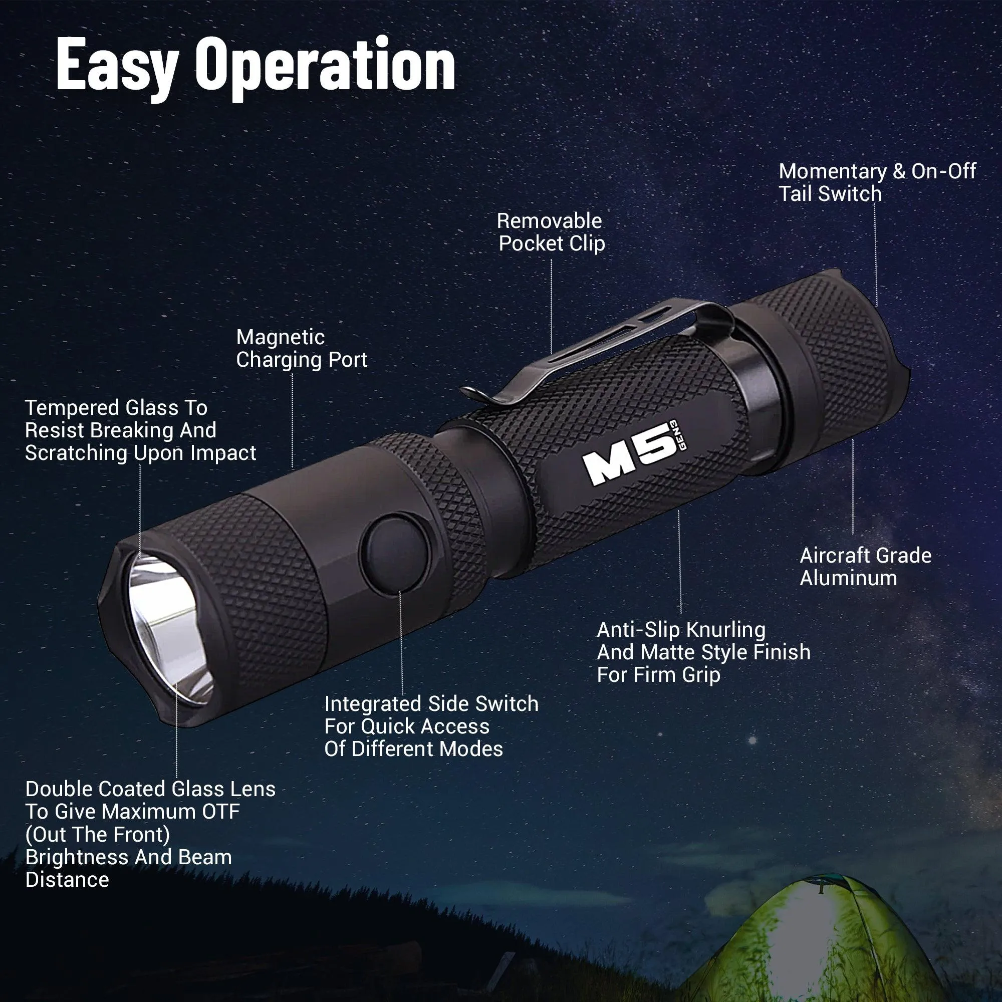 M5 Gen3 - 2,030 Lumen EDC High Power Flashlight