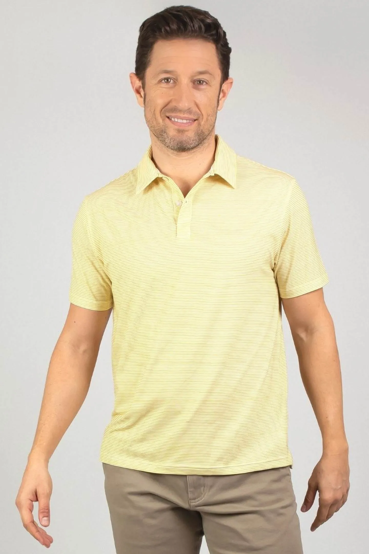 Mustard Stripes Tech Polo