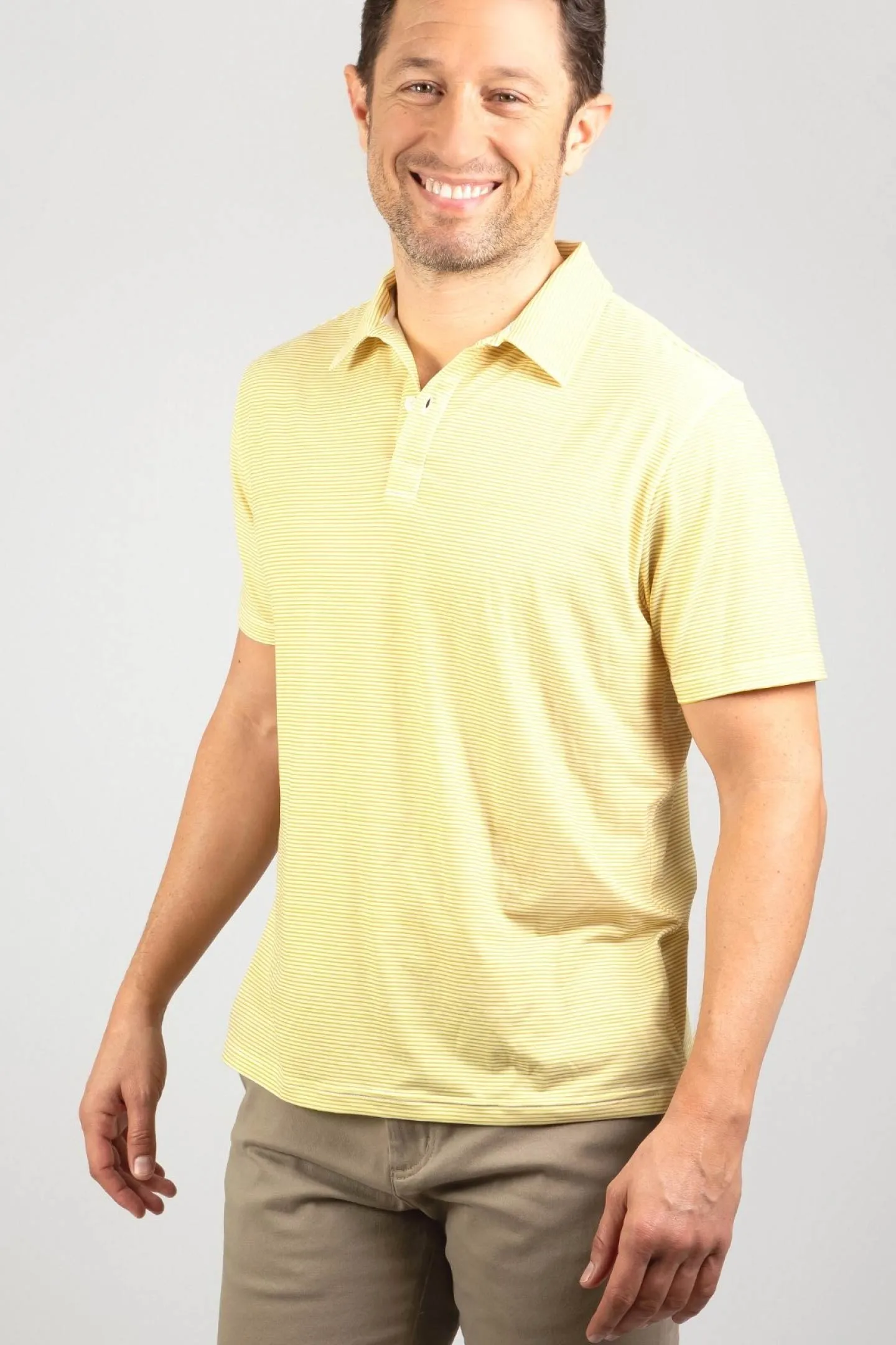 Mustard Stripes Tech Polo