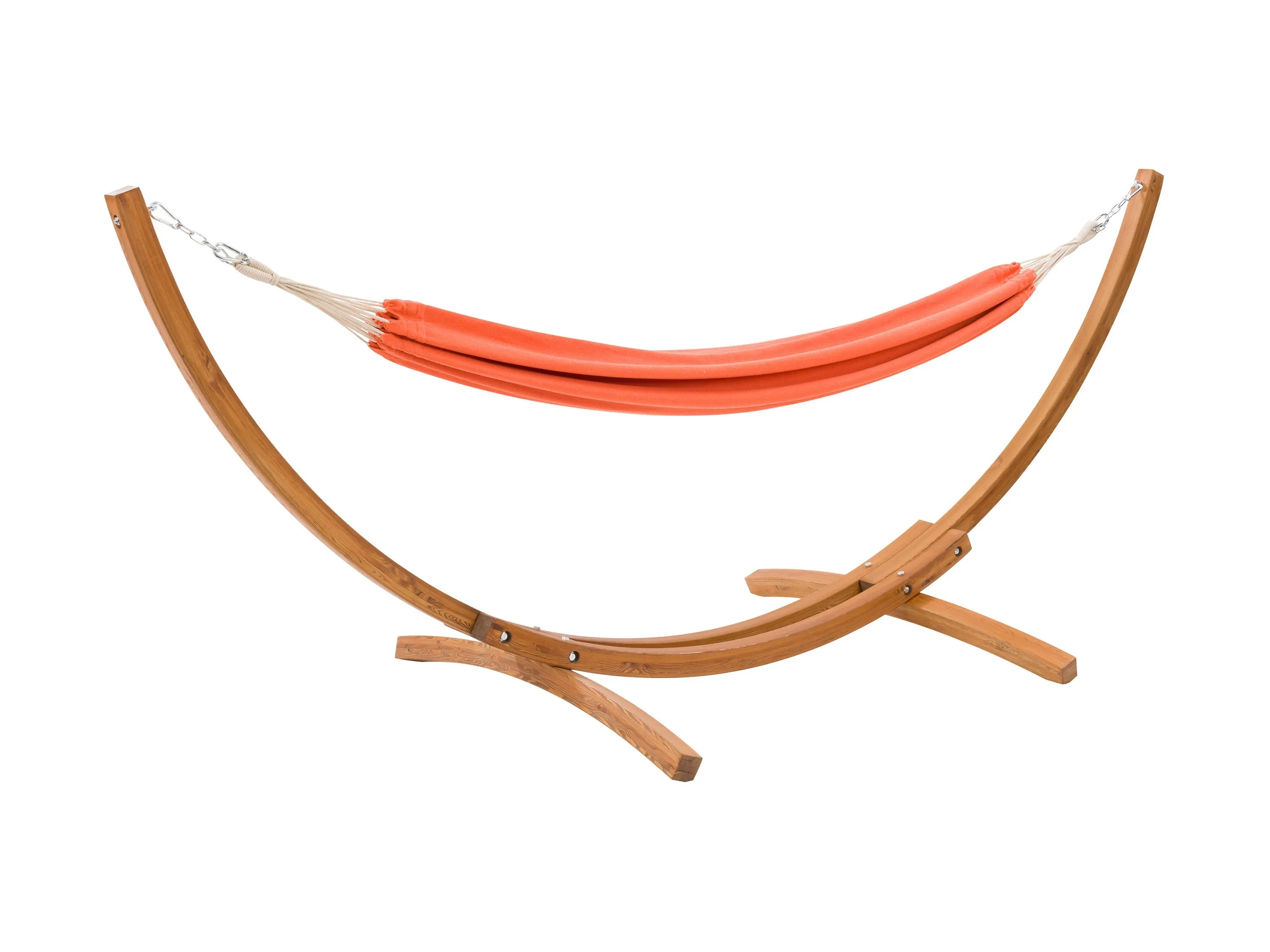 Orange Hammock with Wood Stand