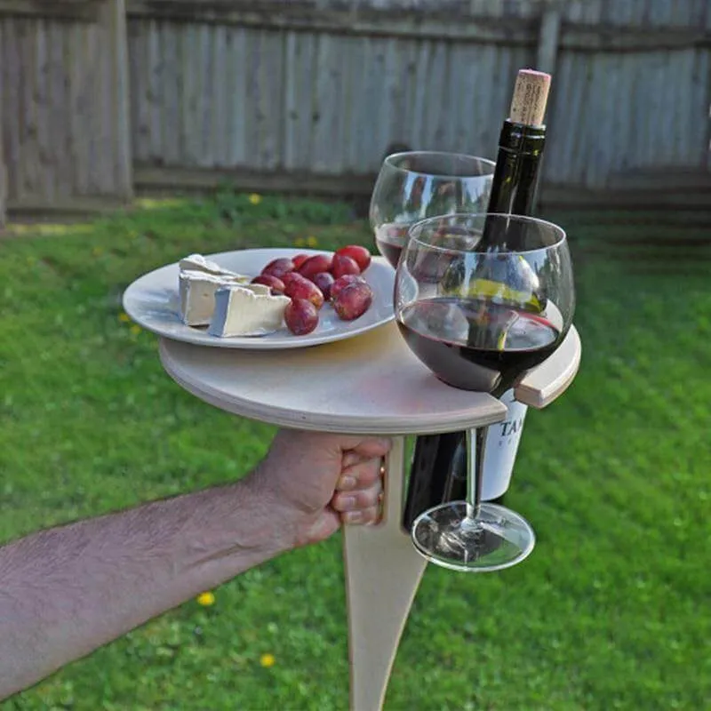 Outdoor Foldable Wood Wine Table