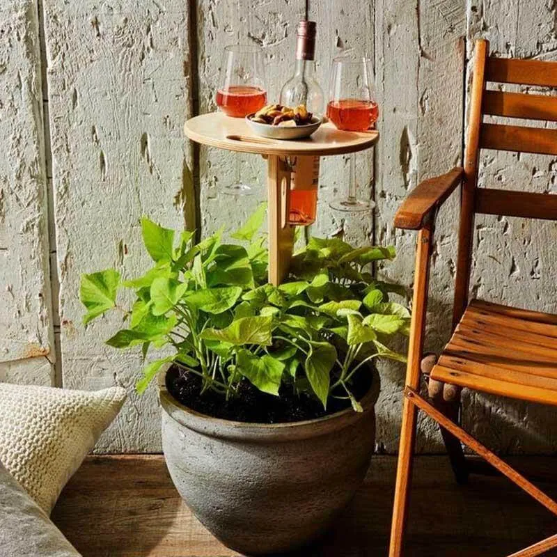 Outdoor Foldable Wood Wine Table