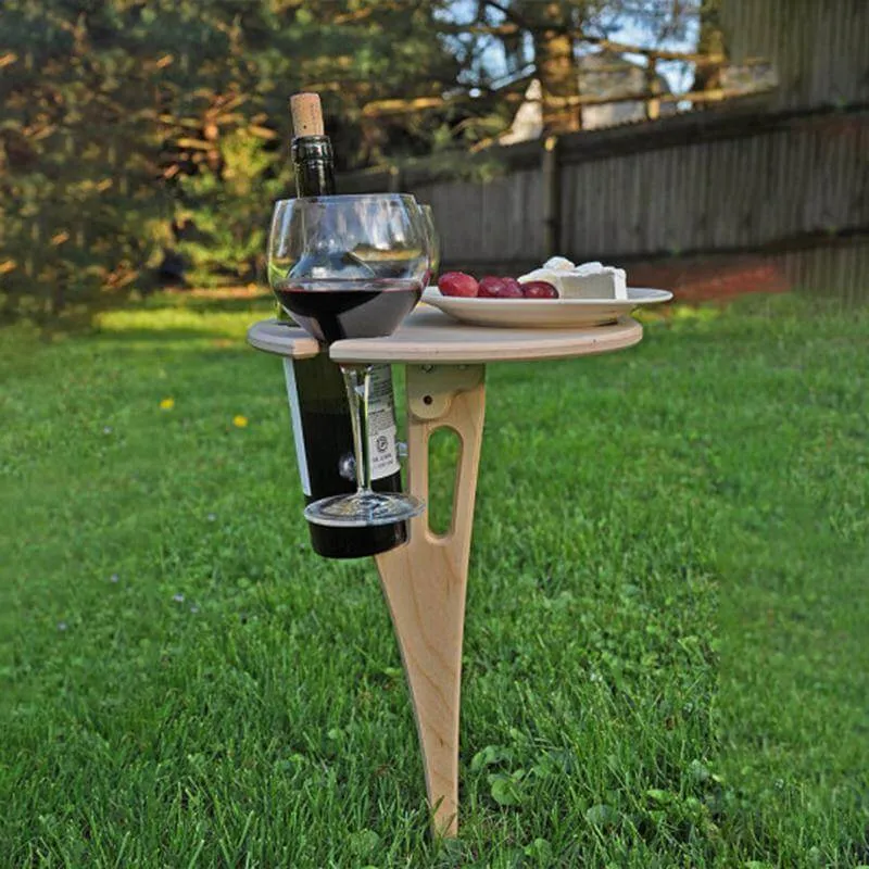 Outdoor Foldable Wood Wine Table