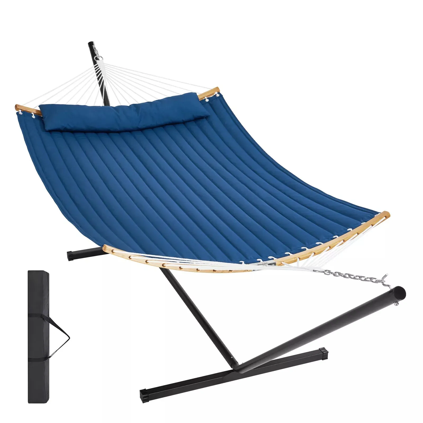 Outdoor Large Spreader Bar Hammock with Pillow