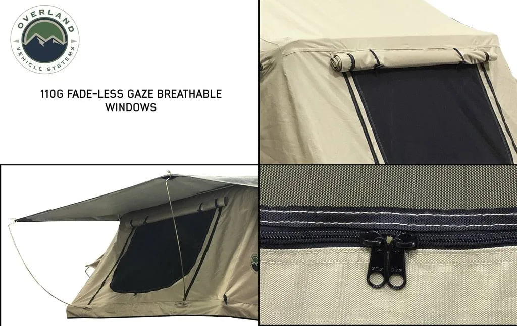 Overland Vehicle Systems TMBK 3 Roof Top Tent - Tan Base With Green Rain Fly | Universal