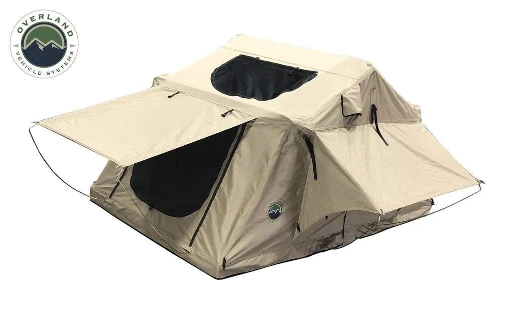 Overland Vehicle Systems TMBK 3 Roof Top Tent - Tan Base With Green Rain Fly | Universal